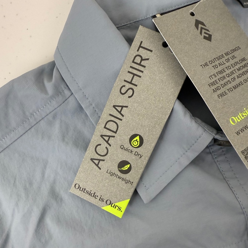 NWT Free Country Mens Acadia Short Sleeve Shirt Size S Blue Cloud Quick Dry - Picture 4 of 9
